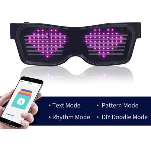 Magic Bluetooth Led Party Glasses APP Control Shield Luminous Glasses USB Charging DIY App Control Multi-lingual Quick Flash Led