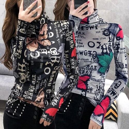 Plus velvet high collar base shirt Womens 2020 Spring and Autumn European style small shirt top with long sleeve color T-shirt