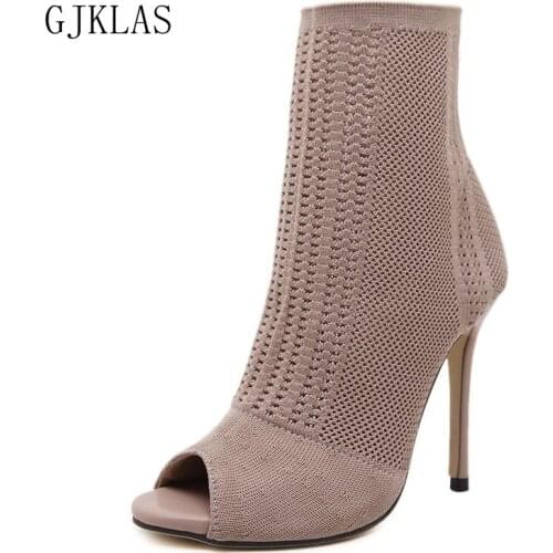 High Heels Ankle Boots for Women Fashion Sexy Shoes Peep Toe Boot High Quality Women Boots Cowboy Femme 11cm High Heel Boots