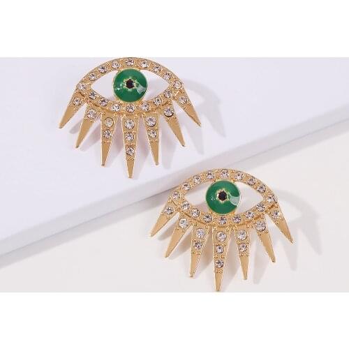 Evil Eye Earrings for Women Green Eyes Shiny Party Gothic Accessories Alloy Jewelry Vintage Demon Eye Stud Earrings 2021