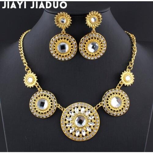 Jiayijiaduo Bridal popular India wedding jewelry sets for women Gold/Silver color Necklace earrings Sets 2017 jewellery