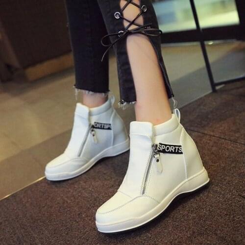 Sneakers Platform Women 2020 Autumn High Top Female Casual Shoes Wedge Side Zipper Fashion Warm Ankle Boots