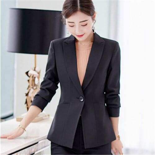 Women Black Slim Fit Long Sleeve Suit Casual Autumn Winter Coats Fashion Work Suits Woman Tops Formal Office Lady Blazers
