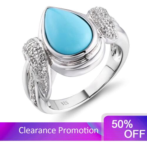 GZ ZONGFA Wholesale Fashion Pear Shape Natural Turquoise Gem 925 Sterling Silver Rings Jewelry Women