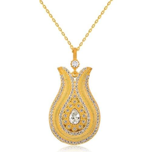 Silver Drop Cubic Zirconia Tulip Lady Necklace
