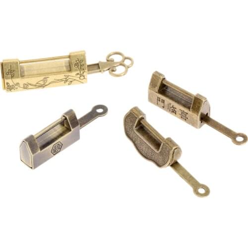 1pc Vintage Chinese Lock Retro Brass Padlock Jewelry Wooden Box Padlock for Wooden Wood Suitcase Drawer Cabinet