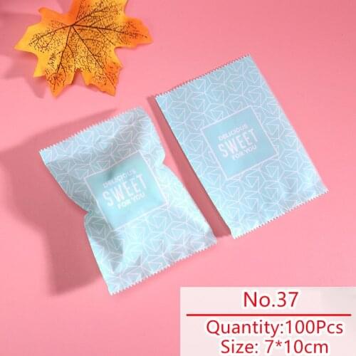 100pcs/lot Candy Cookies Bag Homemade Pack Sweet For You Letter Light Blue Cool Breeze Nougat Party Wedding Snack Food Packing