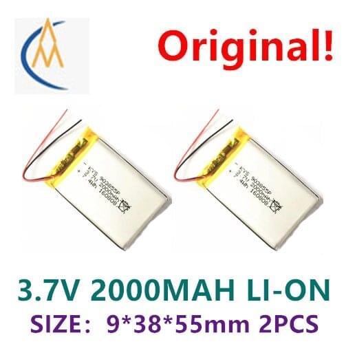 2PCS 903855 904055 3.7V 2000mAh camping lamp lithium battery 104055 803860 rechargeable treasure toy outdoor exploration