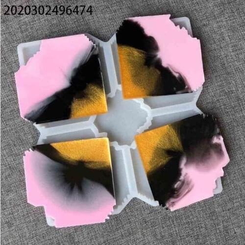 4 pieces of coaster/cake mat mold fudge decoration epoxy resin dried flower plaster aroma candle home decoration accessory mold