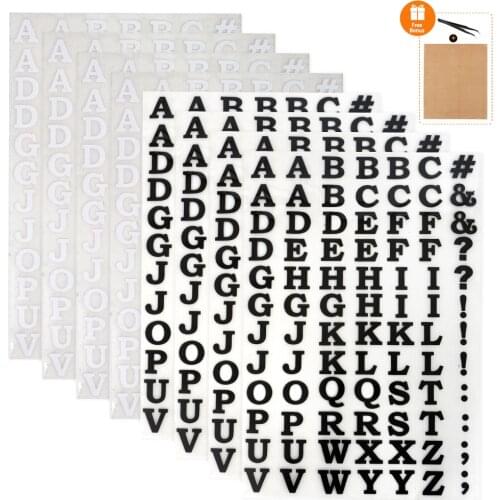 8Pcs Iron-on Letters PU Vinyl Heat Transfer Film White Black Glitter Heat Transfer Letter for T-Shirt Clothes Bags DIY