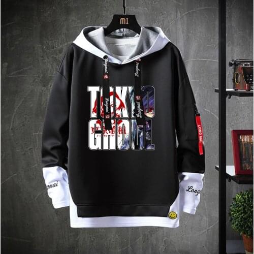 Anime Tokyo ghoul Hooded Unisex Casual Fake Two-Piece Sweatshirt jacket Teenagers Cosplay Cartoon Costume coat Hoodies