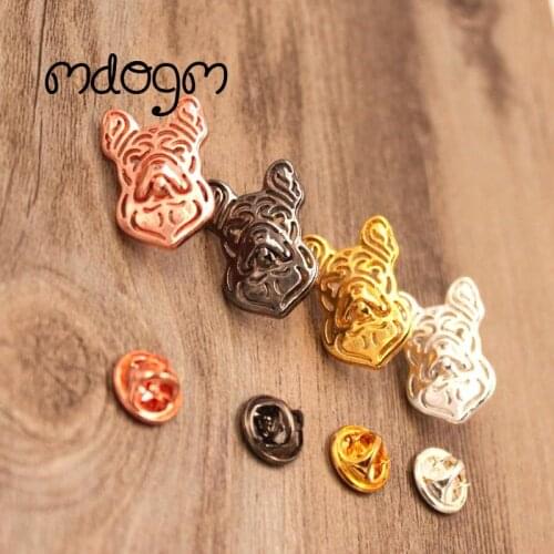 Mdogm French Bulldog Brooches And Pins Jewelry Suit Cute Funny Metal Small Father Collar Badges Gift For Male Men B021
