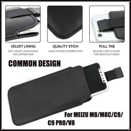Casteel PU Leather Case For MEIZU M8 M8C C9 C9 PRO V8 Pull Tab Sleeve Pouch Bag Case Cover