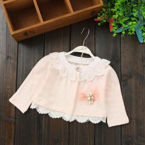Baby Coat 100% Cotton Lace Newborn Baby Girls Outerwear for Princess Party Wedding Birthday Baby Clothes with Bear Toy
