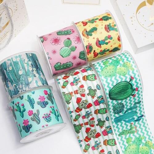 DIY Cartoon Cactus Printed Grosgrain Ribbon For Craft Supplies Sewing Accessories 5 Yards, Planar Resins Mold 10 Pieces. 53442
