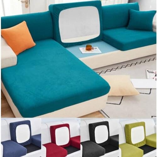 Elastic Thick Sofa Seat Cushion Cover Polar Fleece Corner Sofa Seat Cushion Slipcover Pet Kids Furniture Protector Couch Cover