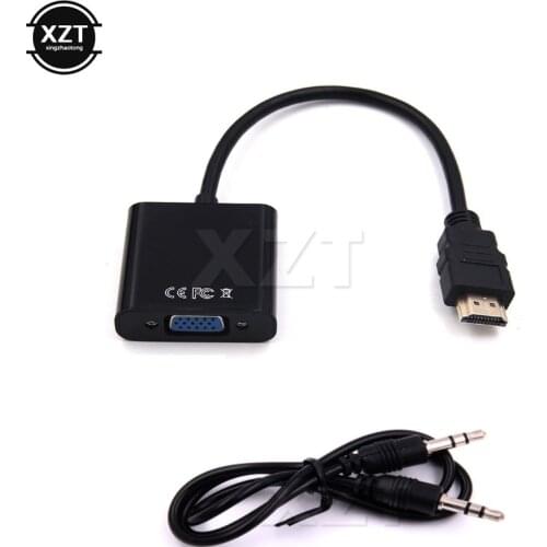 HDMI-compatible VGA Audio Adapter Male to Female 1080p HDTV Monitor TV for XBOX 360 PS3 with 3.5mm Audio Cable Adapter Converter
