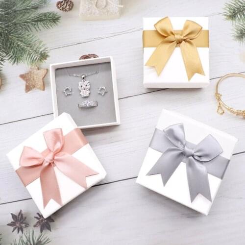Customized Jewelry Gift Box Packing Box Ring Bow Jewelry Storage Box Wedding Engagement Birthday Gift Box Packaging Box