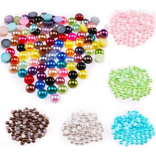 2 3 4 5 6 8 10 12 14 MM Imitation Pearl Round Half Bead Bulk Wholesale Beads For Jewelry Making Women Nail Art DIY Accessories