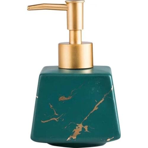 Ceramic Liquid Soap Dispenser Bathroom Shampoo Shower Gel Bottle With Press Head European Style Bath Hardware Gift 260ML Green