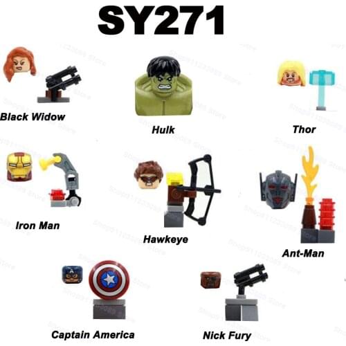 SY271 8pcs/set Thor Hulk Iron Man Antman Captain America Assemble Building Blocks Bricks Superhero Model Figures Toys Children