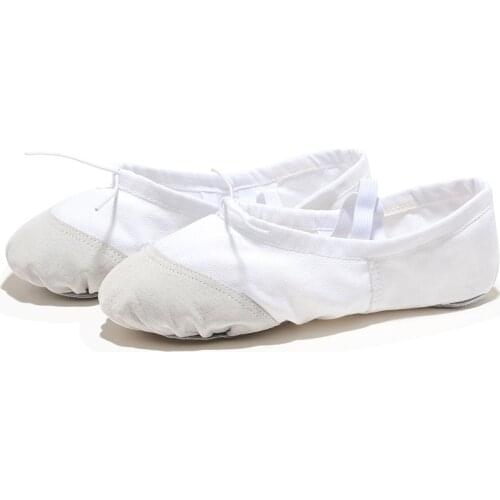 USHINE EU22-45 white leather head yoga slippers teacher gym indoor exercise canvas ballet dance shoes children kids girls woman