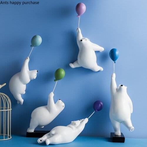 Creative Nordic Resin balloon Bear Polar bear Wall decoration Wall mount Modern home Decorative ornaments living room
