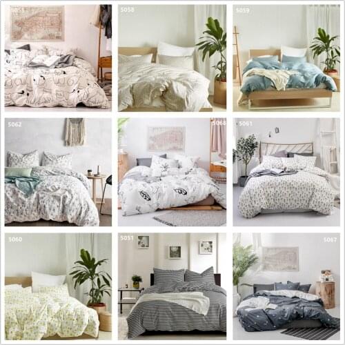 Country Style Bed Sets Home Decoration Plain Weave Cotton Duvet Cover Set with Twin Queen King Size Quilt Cover and Pillowcase