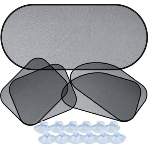 5pcs Set Mesh Net Car Windshield Sunshade Summer Side Window Sun Shade Silver Gray Color for Car Travel Interior Accessories