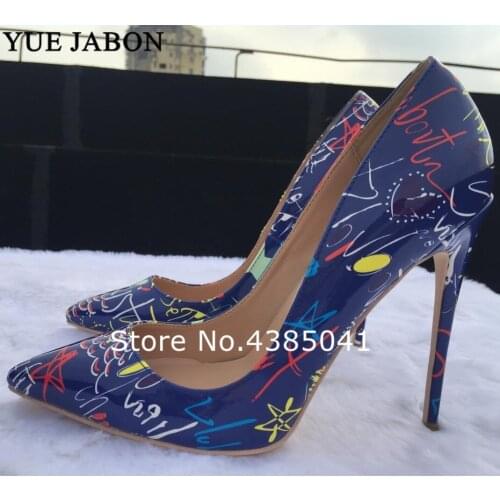 Real Pictures Artistic Graffiti Colorful Women Pumps Sexy Stiletto high heels Spring Wedding Party Women Shoes sapato feminino