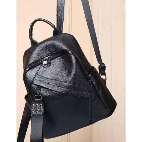 New 2021 Genuine Leather Bacpack Fashion Classic Simple Female Backpack Quality Travel Satchel Lady Casual Rucksack Shoulder Bag