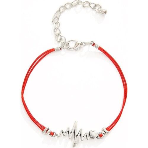 New friendship card love bracelet retro simple alloy ECG Red Rope Bracelet