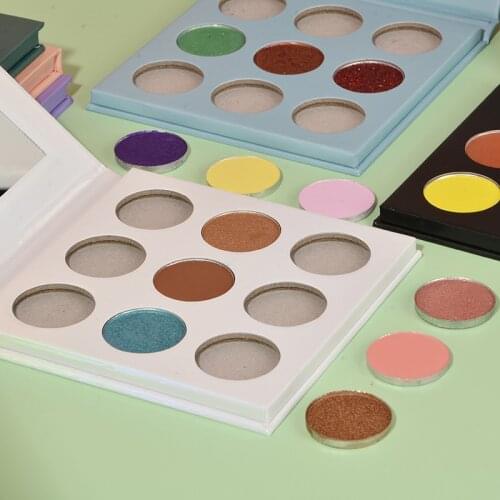 9 Colors DIY Custom Eyeshadow Pallete Private Label Cosmetics Matte Shimmer Glitter Pigment Powder Empty Eye Shadow Pallete Cute