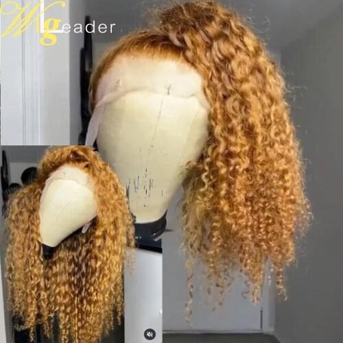 Wigleader Preplucked Remy Human Hair Lace Front Wigs Ginger Curly 180% Density Lace Frontal Wigs Glueless Lace Frontal Wigs