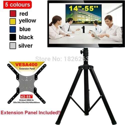14-55" Movable Folding LCD TV Floor Stand TV Mount Cart Display Rack Full Motion TV Tripod Loading 50kgs Max.VESA 400x400mm