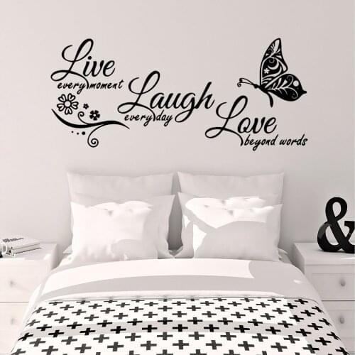 Hot live laugh love Text Home Decor Wall Stickers For Kids Rooms Wall Art MURAL Drop Shipping