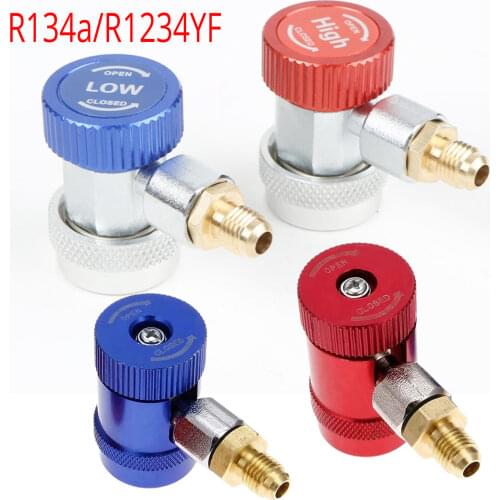 R134A Freon H/L Auto Car Quick Coupler Connector Brass Adapters Air Conditioning Refrigerant Adjustable AC Manifold Gauge