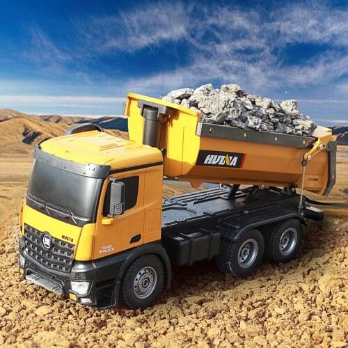 Huina 1573 RTR 2.4GHz 10 channel 1:14 Remote Control RC Truck Dump self-discharging metal Auto Demonstration LED Light RC Toys