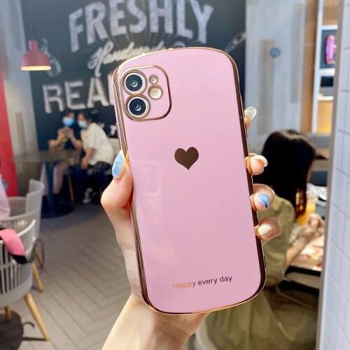 Luxury Cute Oval Plating Silicone Phone Case For iPhone 12 11 Pro XS max SE XR 8 7 Plus Ultra-thin Heart-shaped Shockproof Cover