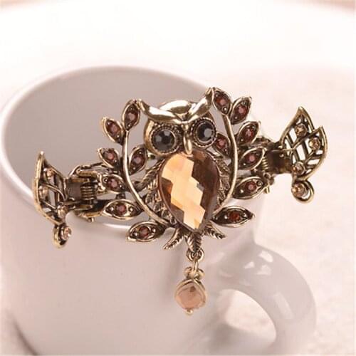 Cute 5 Color Crystal Bride Wedding Hair Accessories Owl Hair Claws Metal Crab Clip For Women Vintage Hair Clip Hair Ornaments