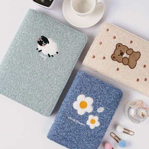Plush Cute Diary Book Student NoteBook Travel Planner Function Notepad Girls Journal Card Holder Contains 80 sheets of paper