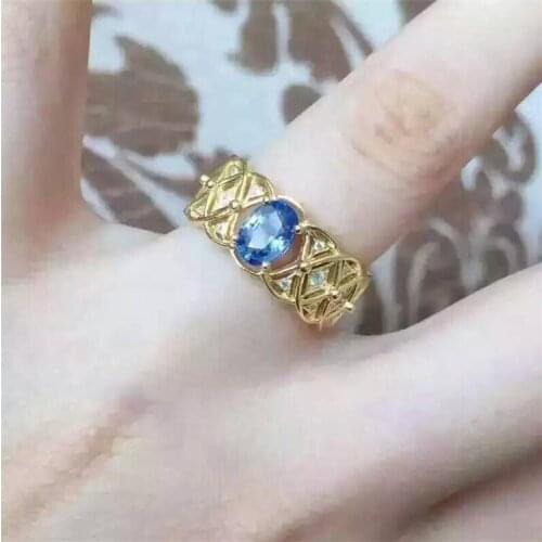 Tanzanite ring Free shipping Natural real tanzanite 925 sterling silver Per jewelry 5*7mm