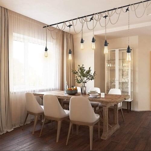 Triple E27 Sockets Pendant Light with Switch Vintage Hemp Rope Plug in Hanging Light Cord Kit Decoration Retro Lamp Cable DIY