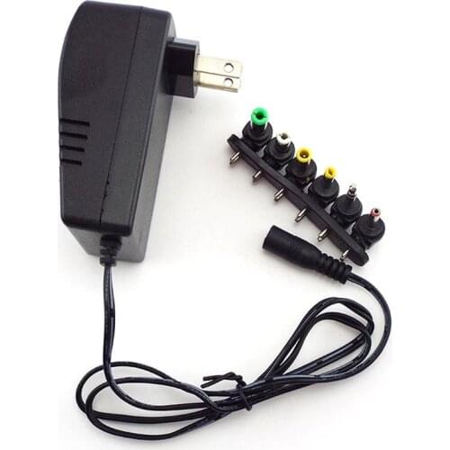 Universal 30W Portable Charger AC to DC Adaptor Adjustable Power Supply Set 6 Tips Connector Plugs for Laptop Notebook