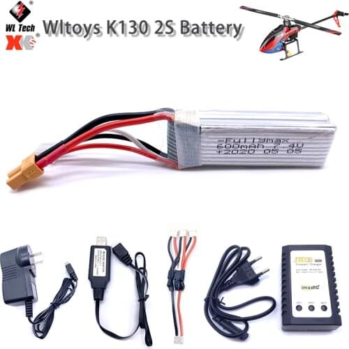 Wltoys XK K130 Lipo Battery 7.4V 600mAh 2S Battery For RC Helicopter Drone Spare Parts Accessories XT30 Plug Lipo Battery