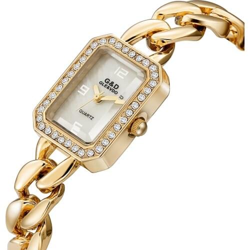 2019 G&D Luxury Brand Women Bracelet Watches Gold Fashion Rectangle Watch Laides Quartz Wristwatch relogio feminino reloj mujer