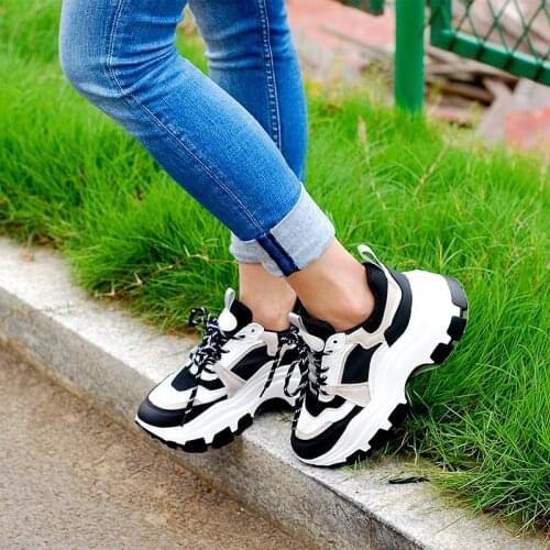 Womens Chunky Sneakers Platform Vulcanized Shoes Fashion Breathable Casual Running Shoes