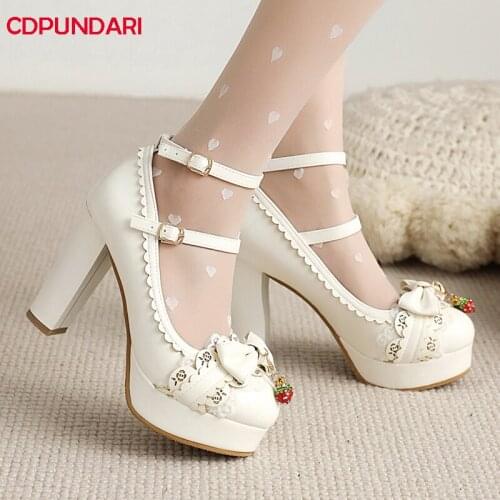Ankle Strap Mary Janes With Small Platform Lolita Shoes Women Spring Summer Japanese Style Casual Super Heels Ladies Popular