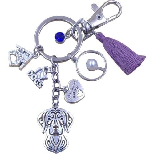 Vizsla Dog Animal Pendant Purse New Cute Keychain Key Ring Pet Tassels Antique Bohemian Women Men Jewelry Drop Shipping K147