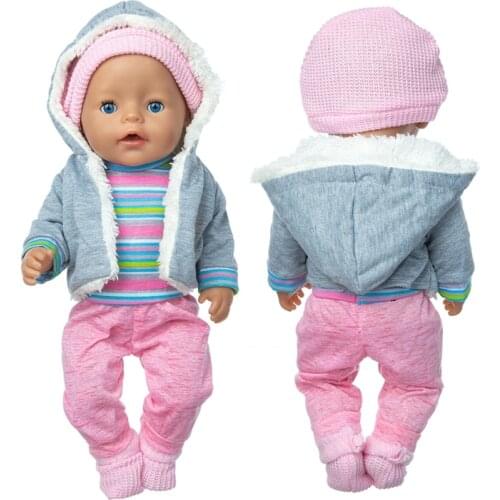 Winter Plush Coat 4-piece Suit Wear Fit 17inch 43cm Baby Doll Doll Reborn Babies Doll Clothes Accessories,42 cm Nenuco Doll